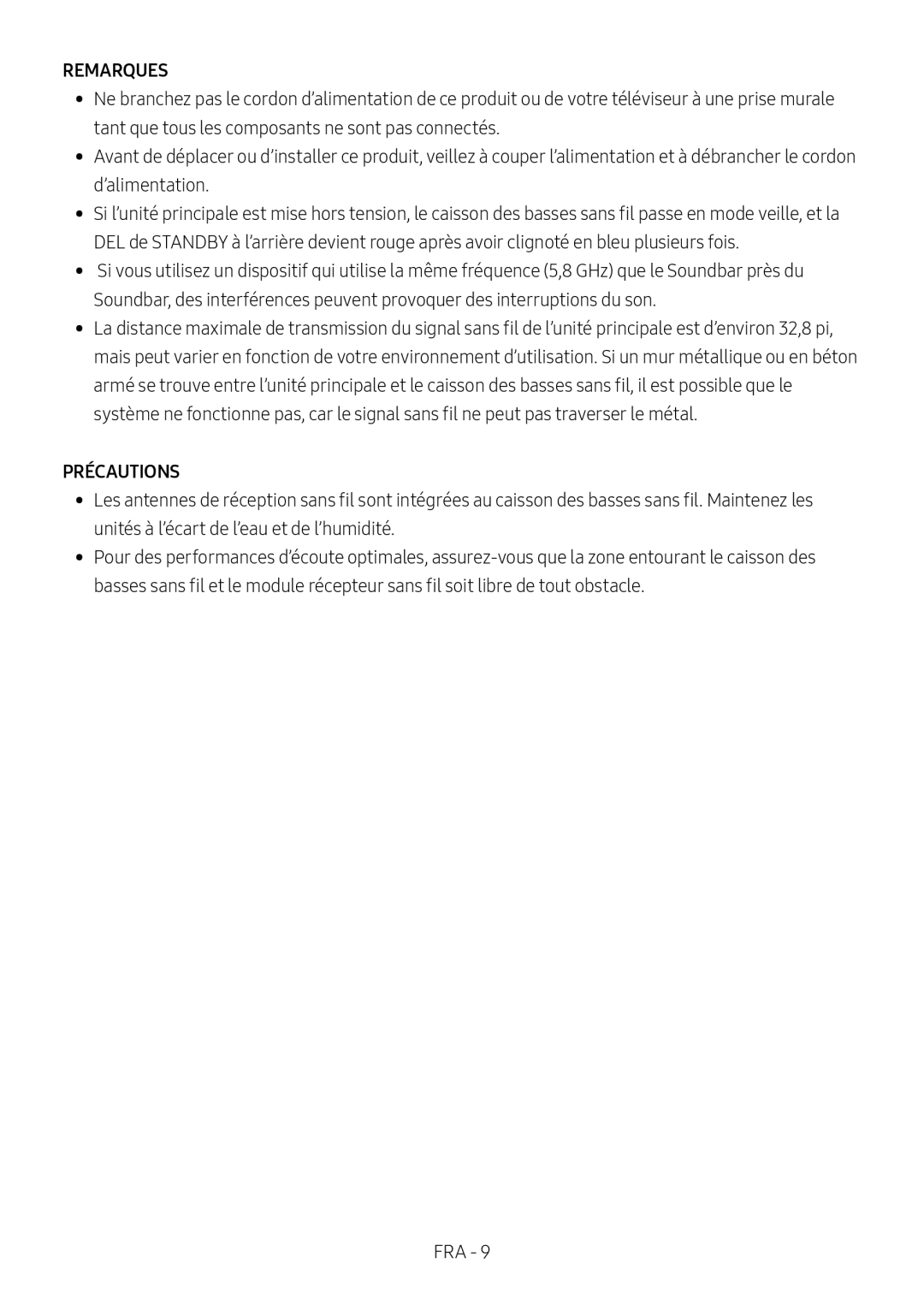 PRÉCAUTIONS Standard HW-R47M