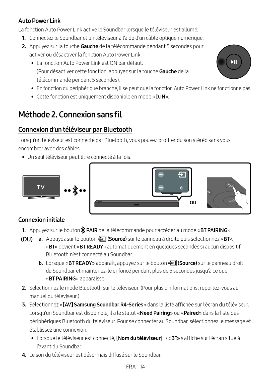 Connexion d’un téléviseur par Bluetooth Standard HW-R47M