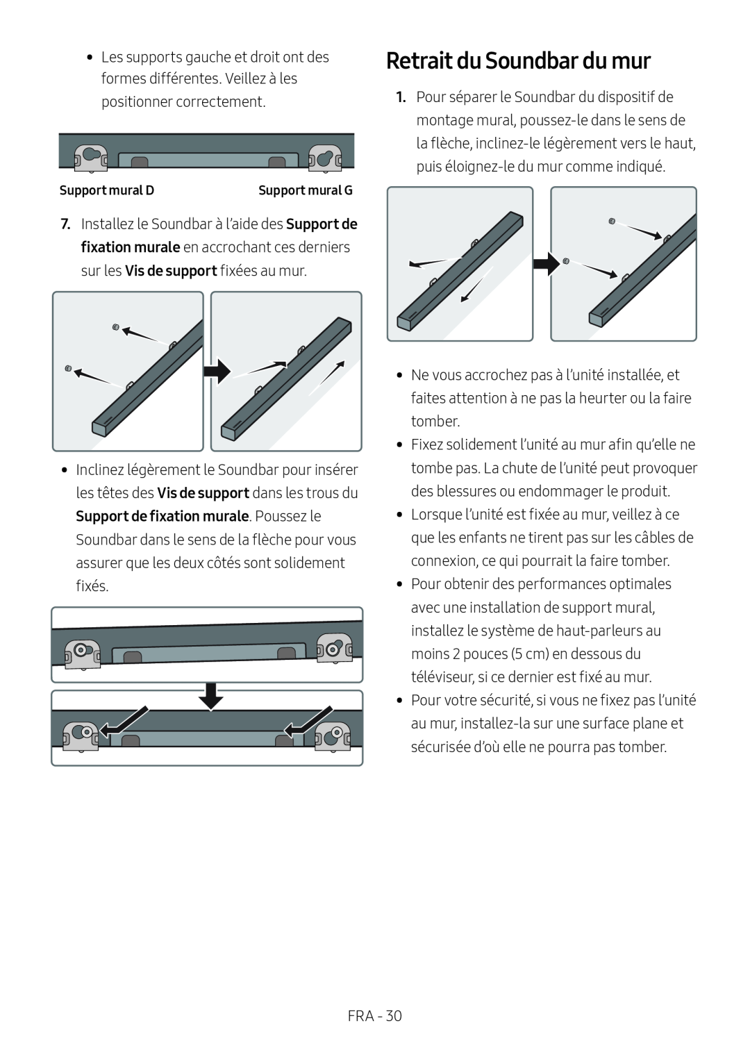 Retrait du Soundbar du mur Standard HW-R47M