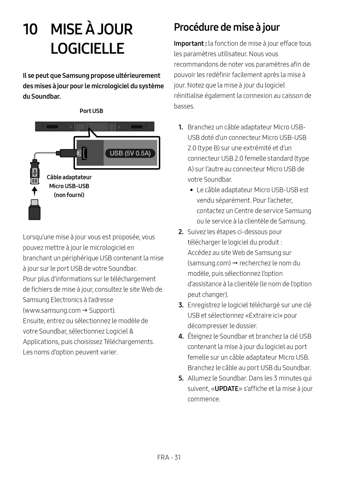 Procédure de mise à jour Standard HW-R47M