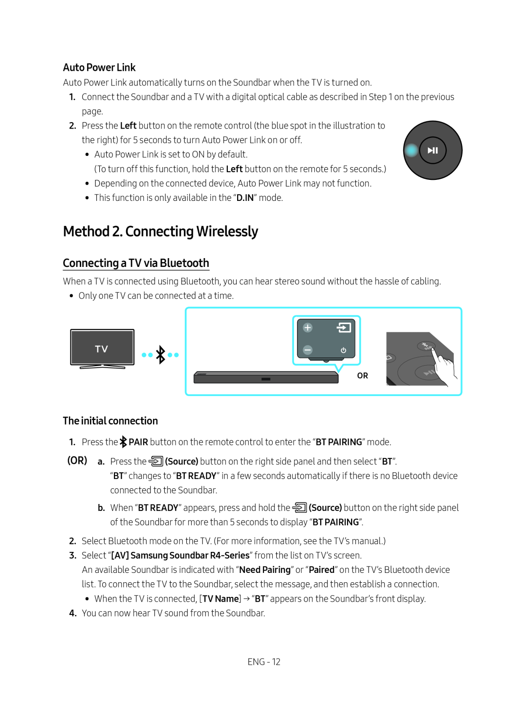 Connecting a TV via Bluetooth Standard HW-R47M