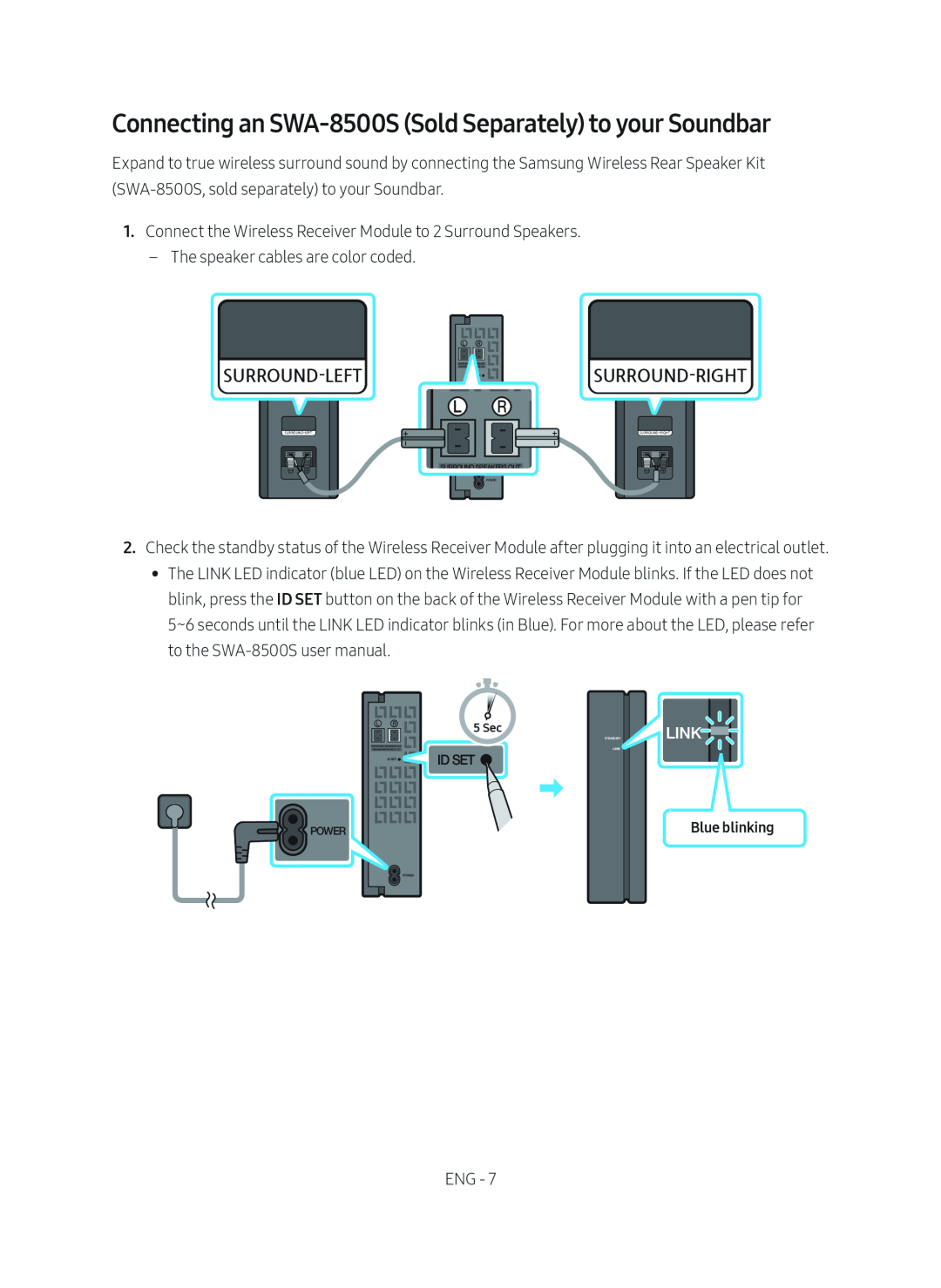 Connecting an SWA-8500S(Sold Separately) to your Soundbar Standard HW-R40M