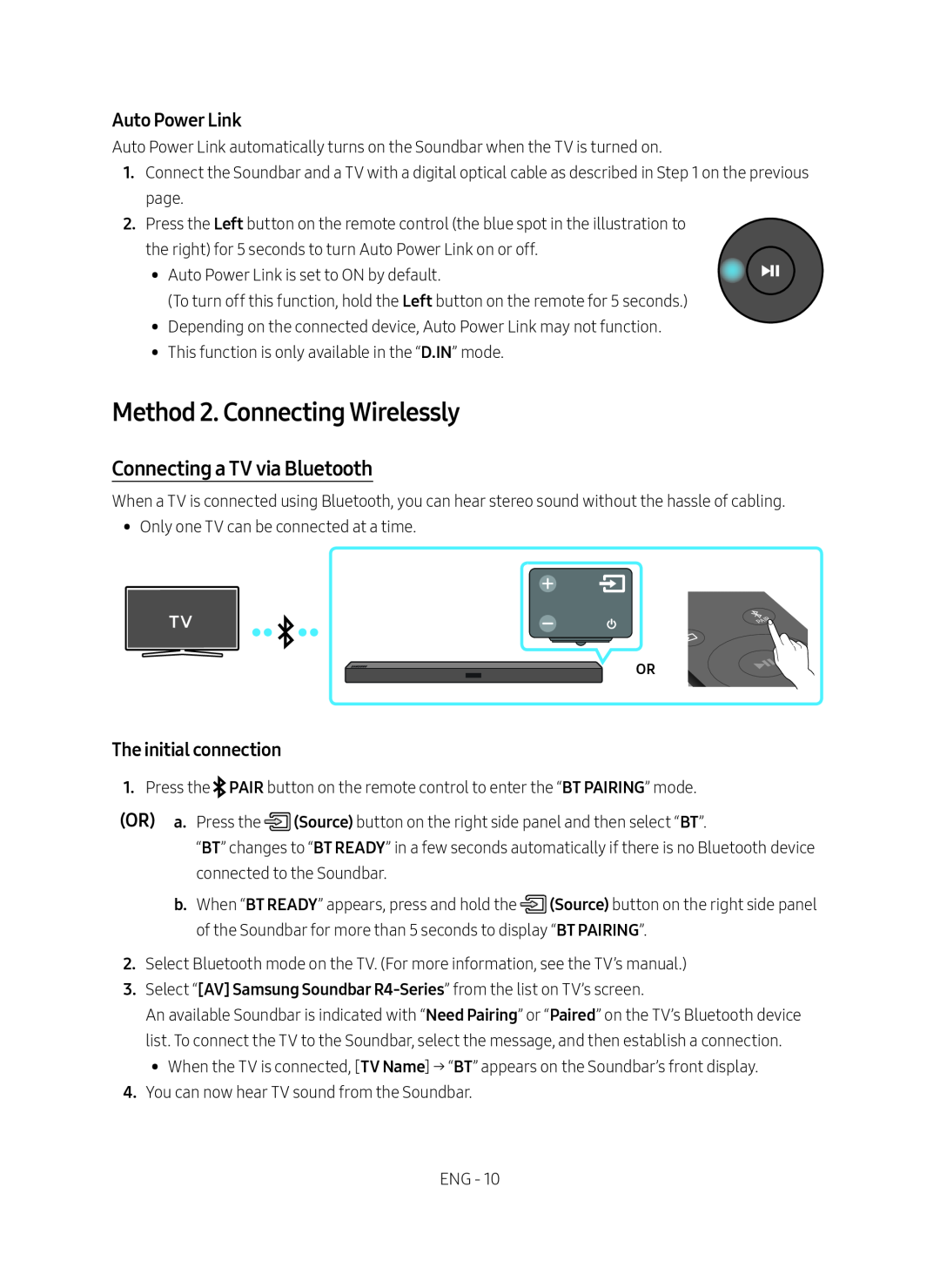 The initial connection Standard HW-R40M