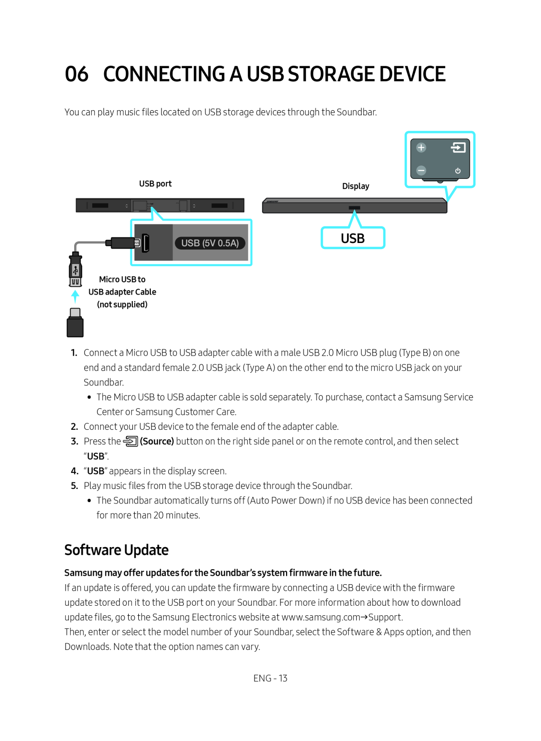 Software Update 06 CONNECTING A USB STORAGE DEVICE