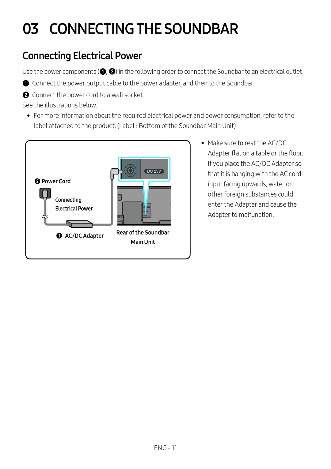 Connecting Electrical Power Standard HW-NW700