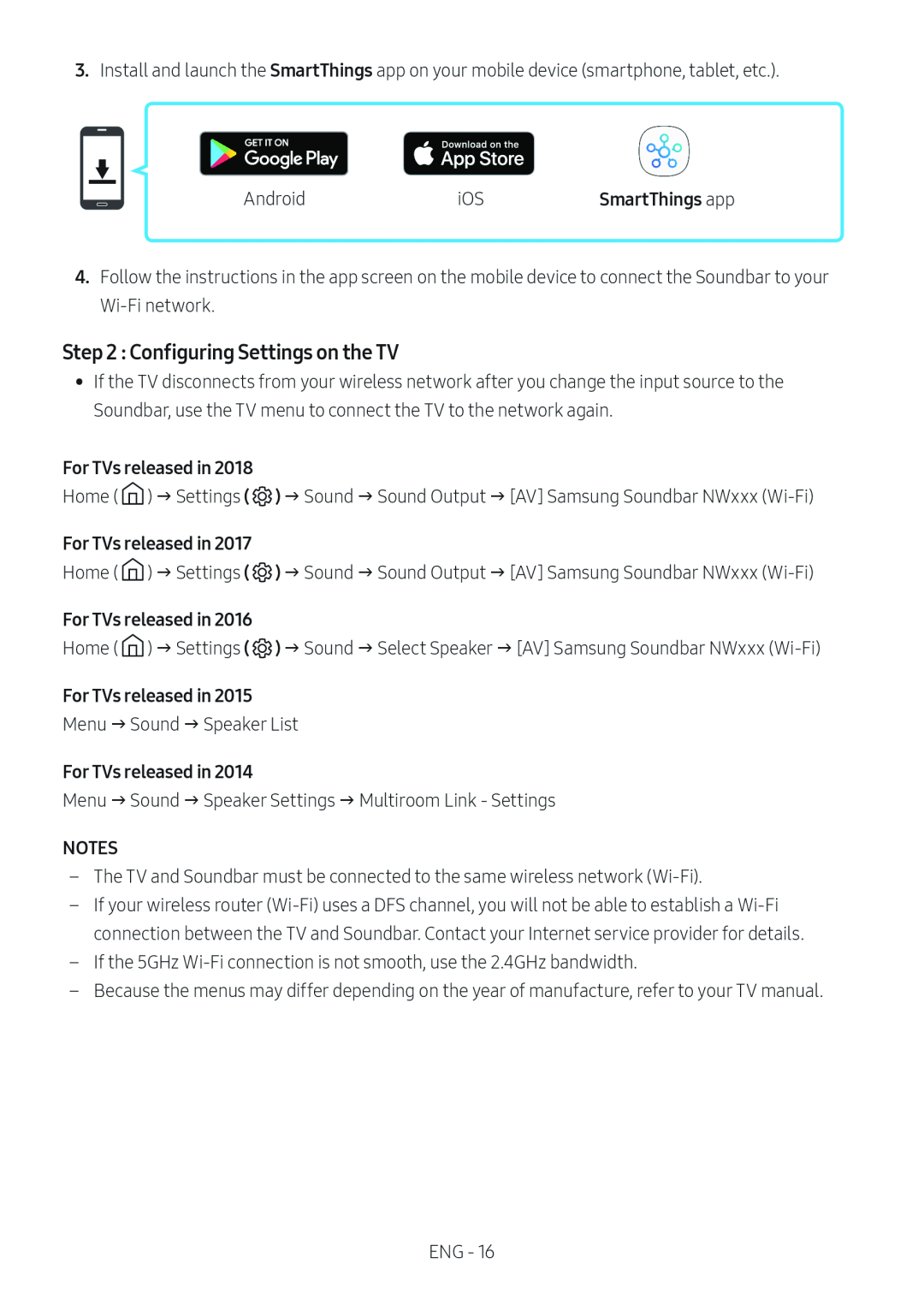 Step 2 : Configuring Settings on the TV Standard HW-NW700