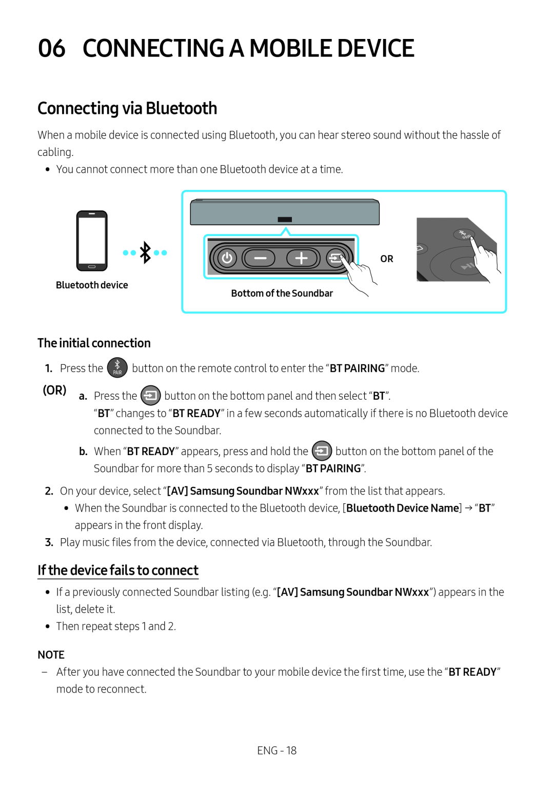 Connecting via Bluetooth Standard HW-NW700