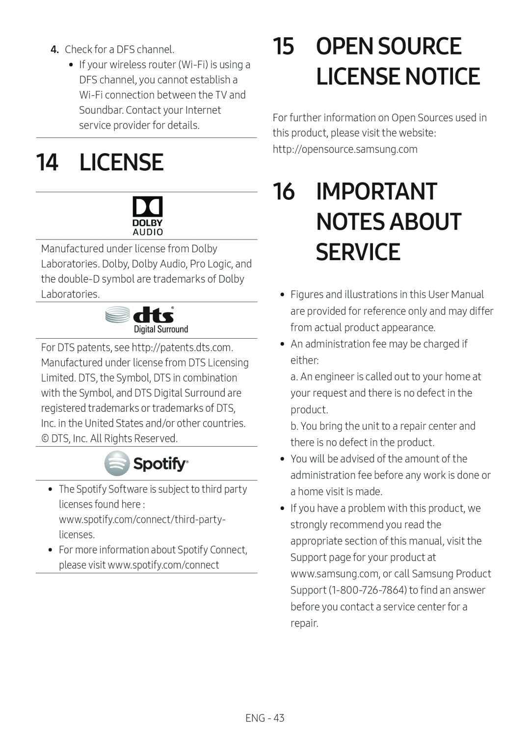 16IMPORTANT NOTES ABOUT SERVICE 14 LICENSE