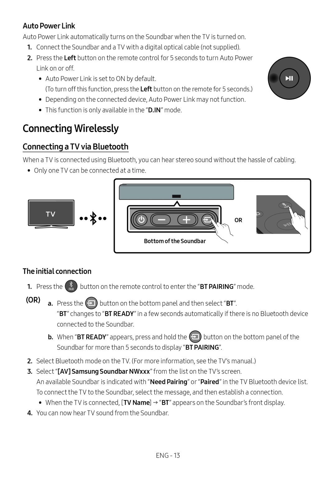 The initial connection Standard HW-NW700