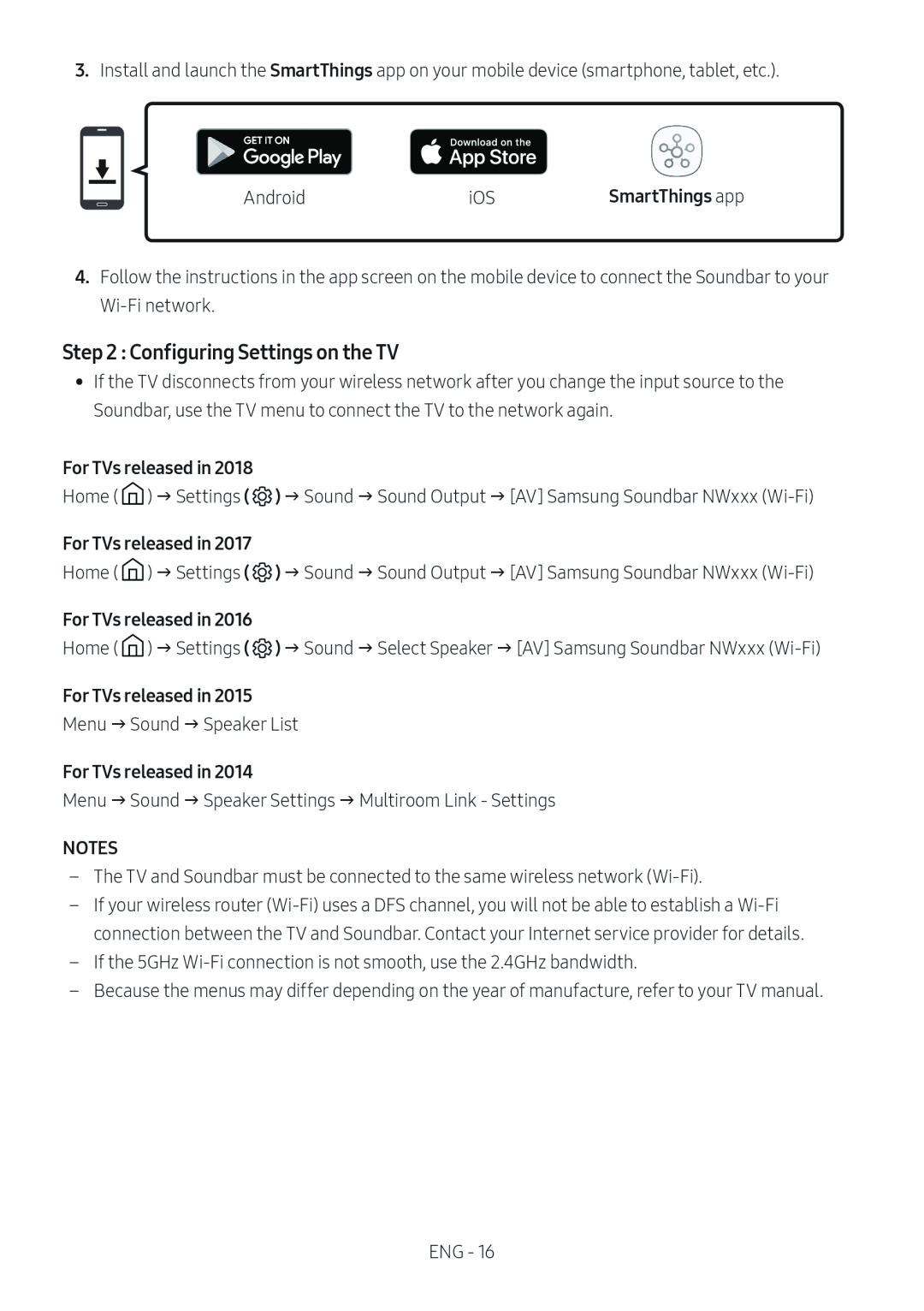 Step 2 : Configuring Settings on the TV Standard HW-NW700