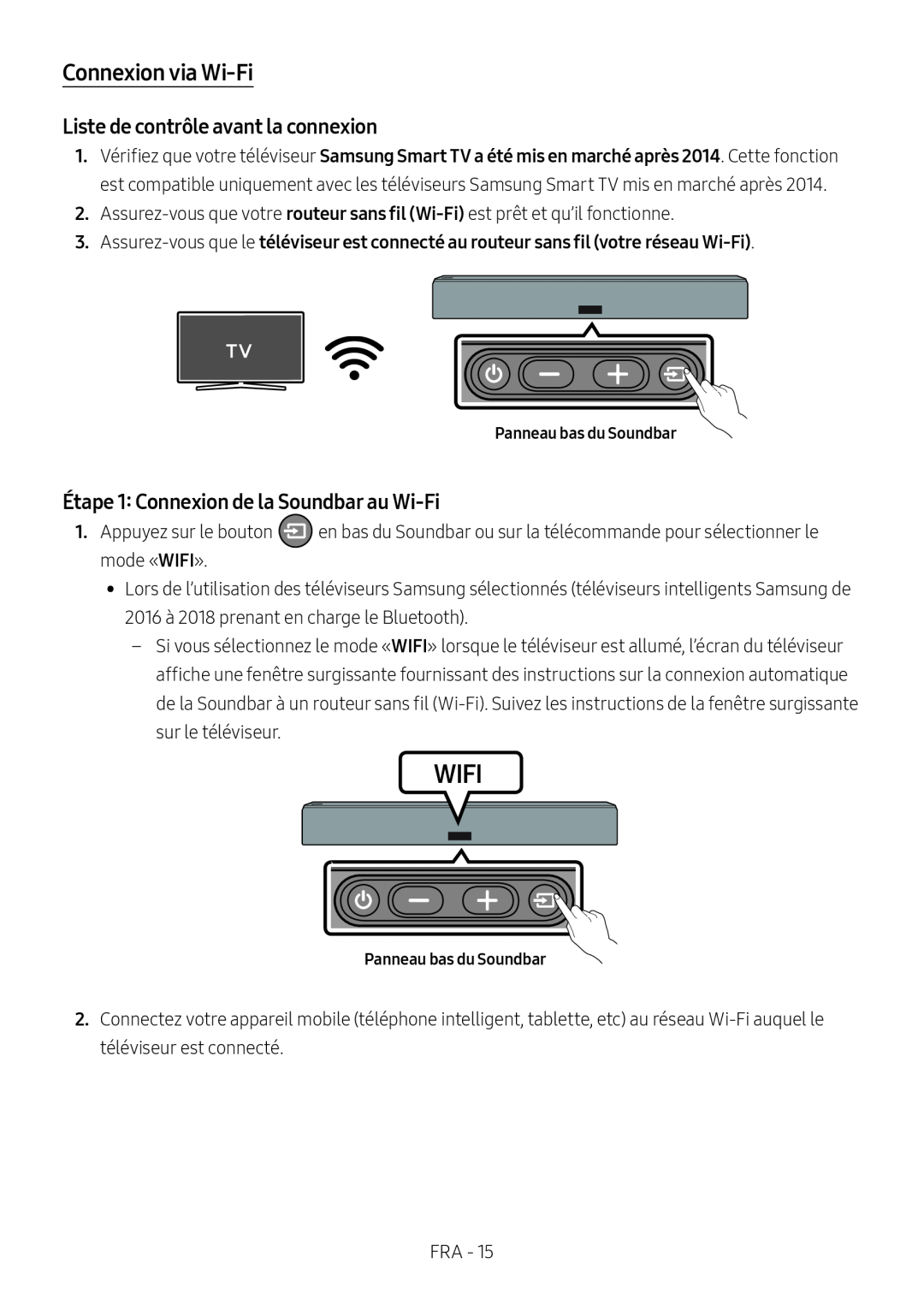 Connexion via Wi-Fi Standard HW-NW700