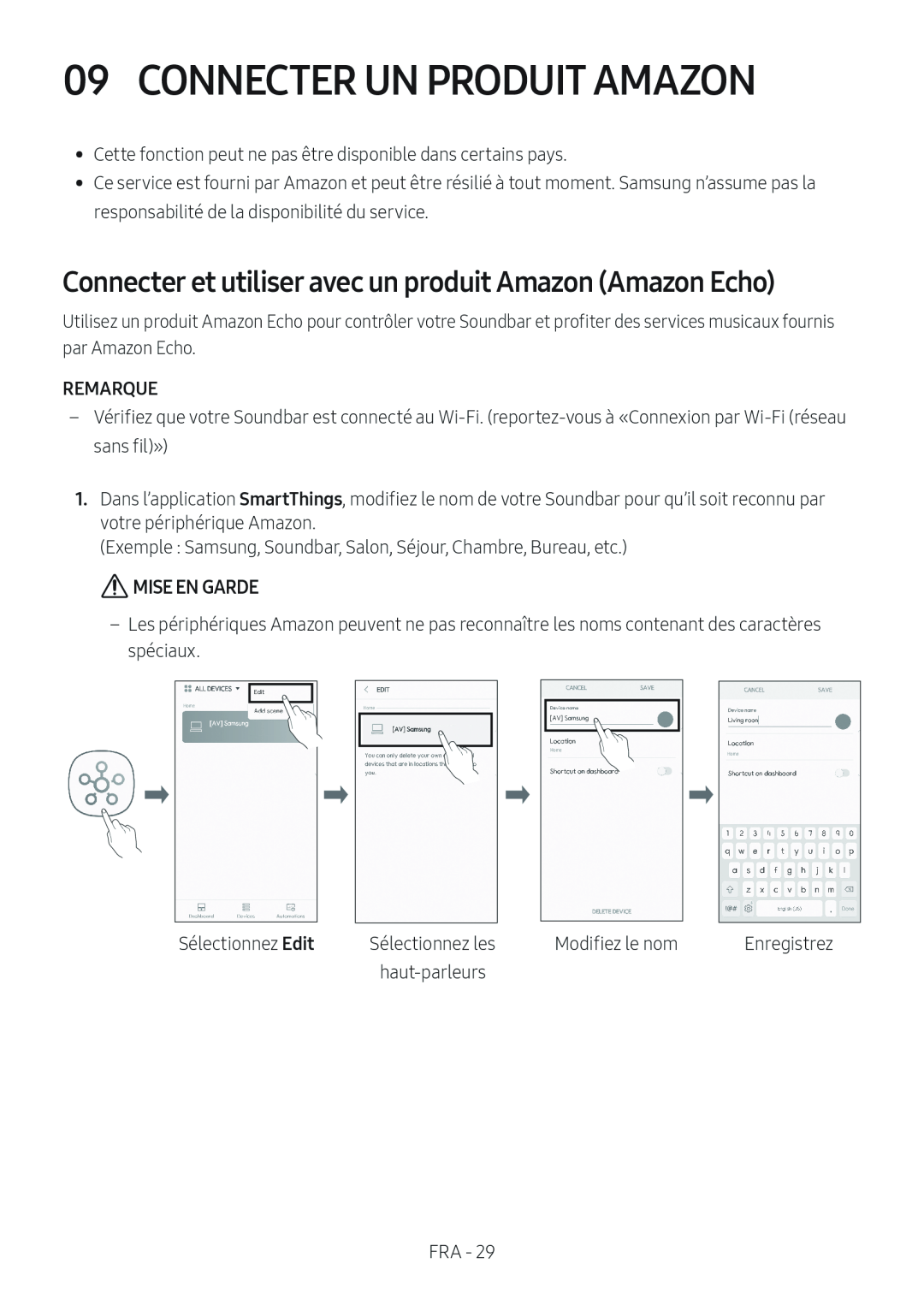 Connecter et utiliser avec un produit Amazon (Amazon Echo) Standard HW-NW700