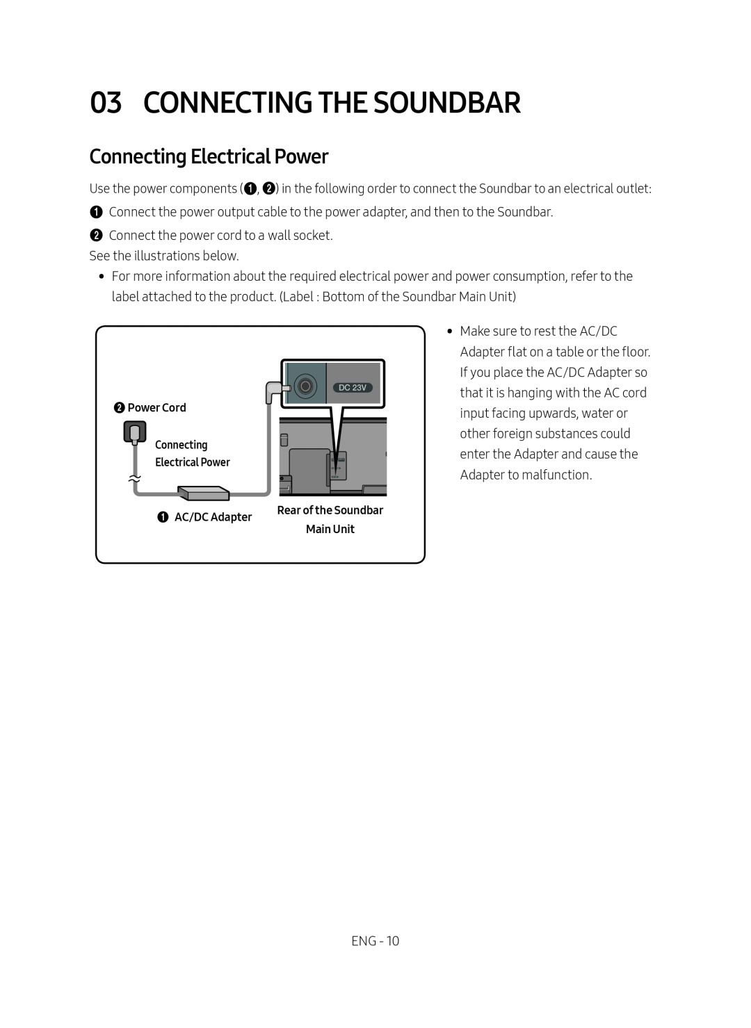 Connecting Electrical Power Standard HW-NW700