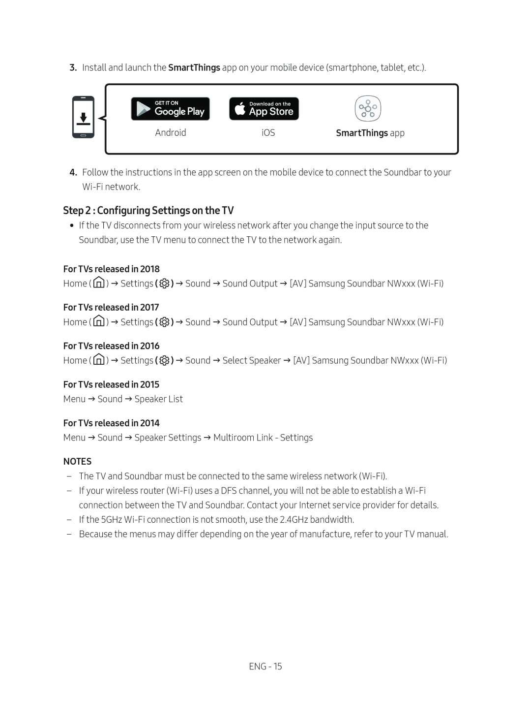 Step 2 : Configuring Settings on the TV Standard HW-NW700