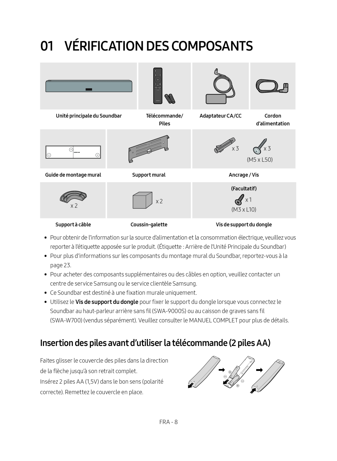 01 VÉRIFICATION DES COMPOSANTS Standard HW-NW700