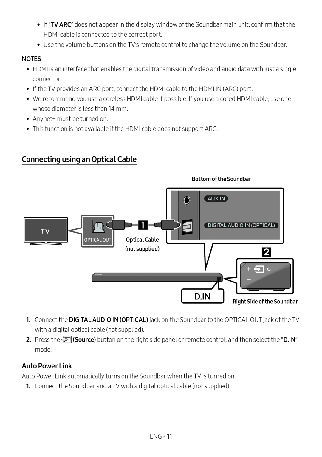 Connecting using an Optical Cable Standard HW-N650