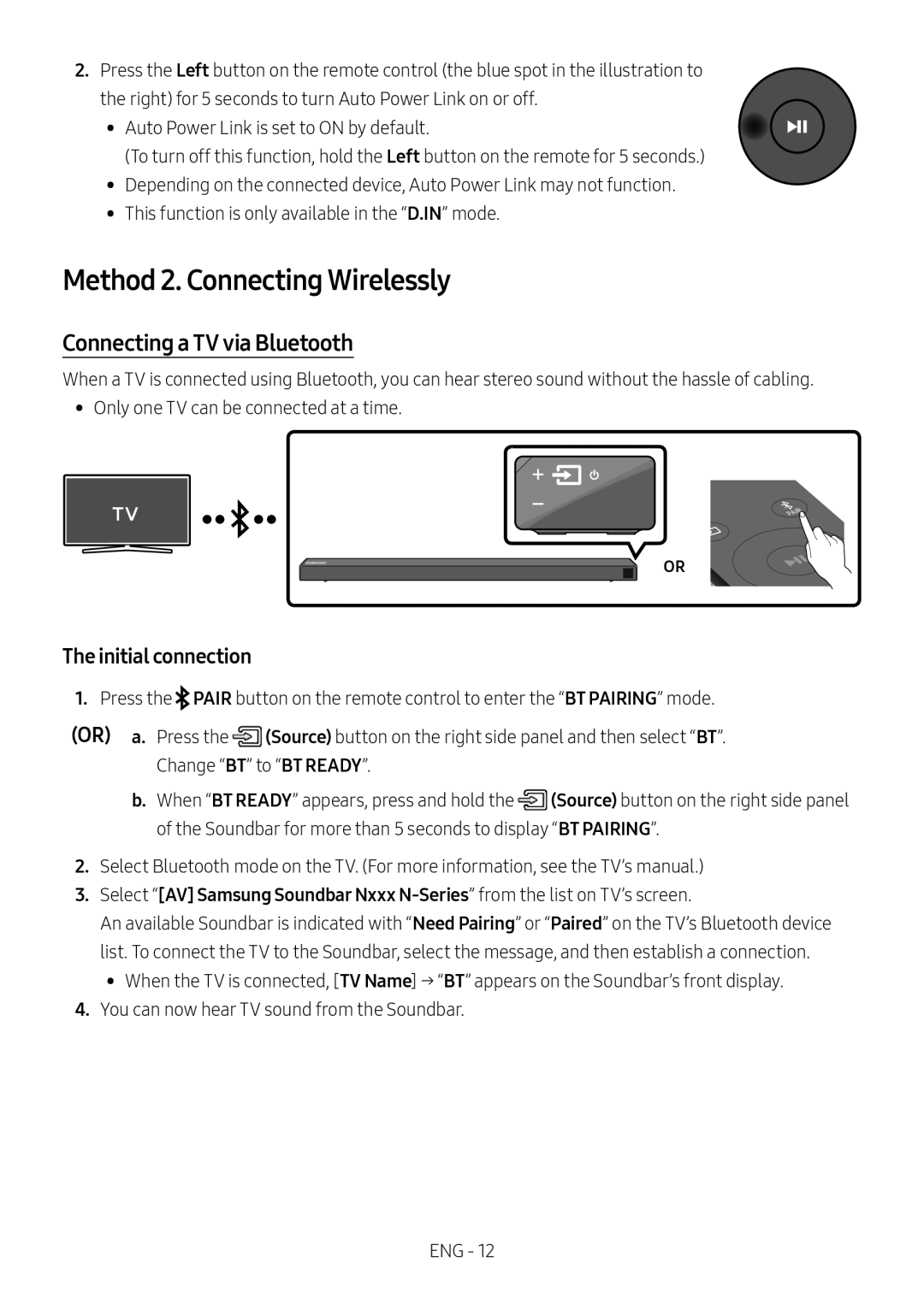 The initial connection Standard HW-N650