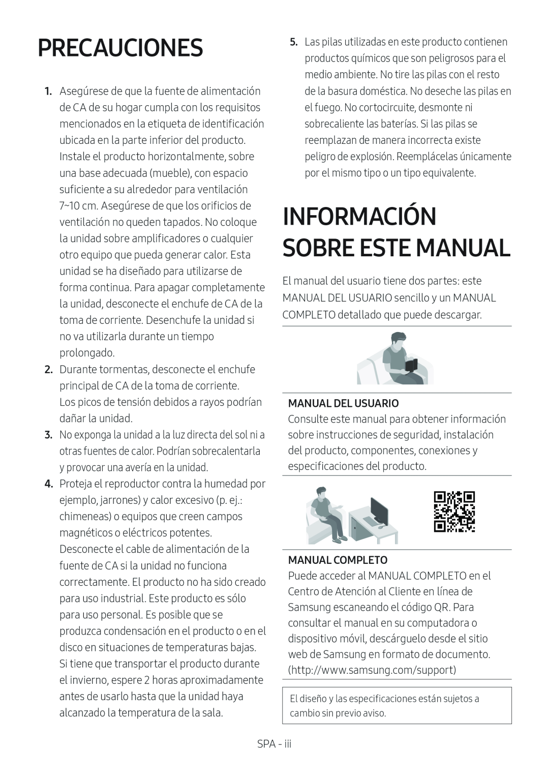 PRECAUCIONES Standard HW-N650