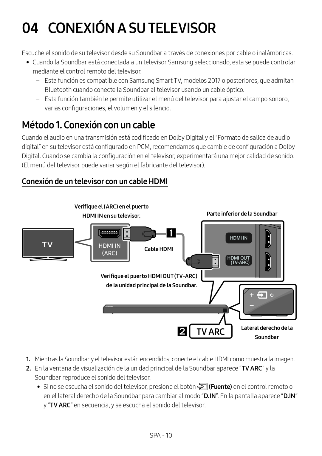 Conexión de un televisor con un cable HDMI Standard HW-N650