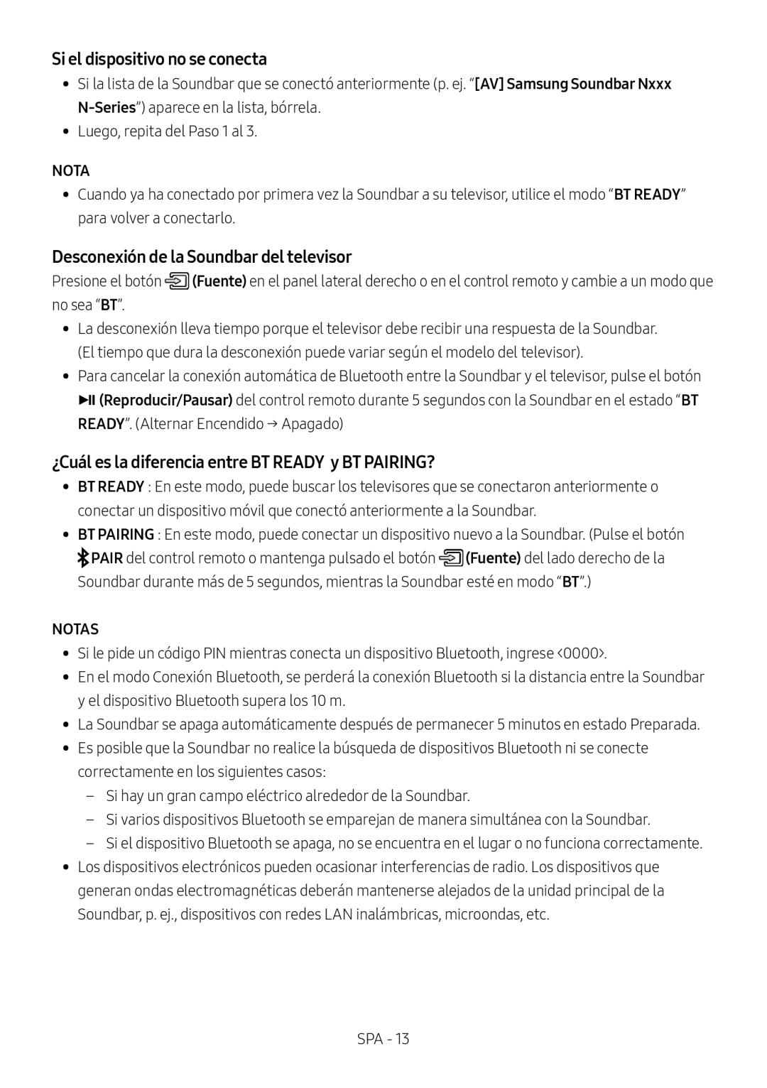 ¿Cuál es la diferencia entre BT READY y BT PAIRING Standard HW-N650