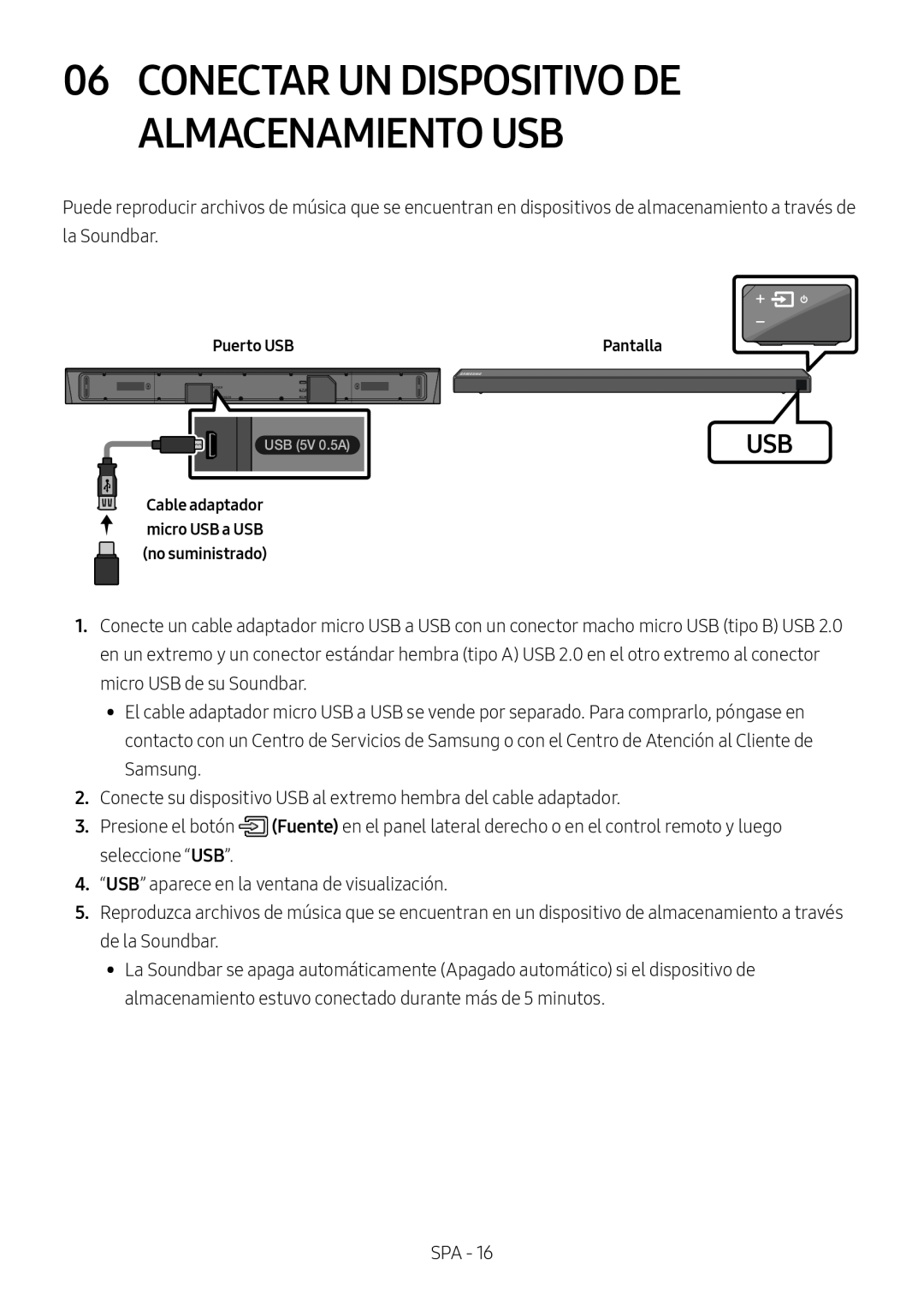 06CONECTAR UN DISPOSITIVO DE ALMACENAMIENTO USB Standard HW-N650