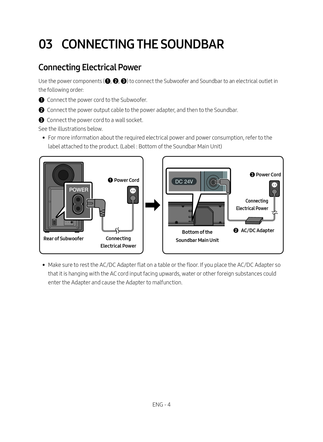 Connecting Electrical Power Standard HW-N650