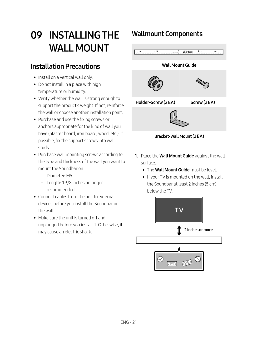 09 INSTALLING THE Wallmount Components Standard HW-N650