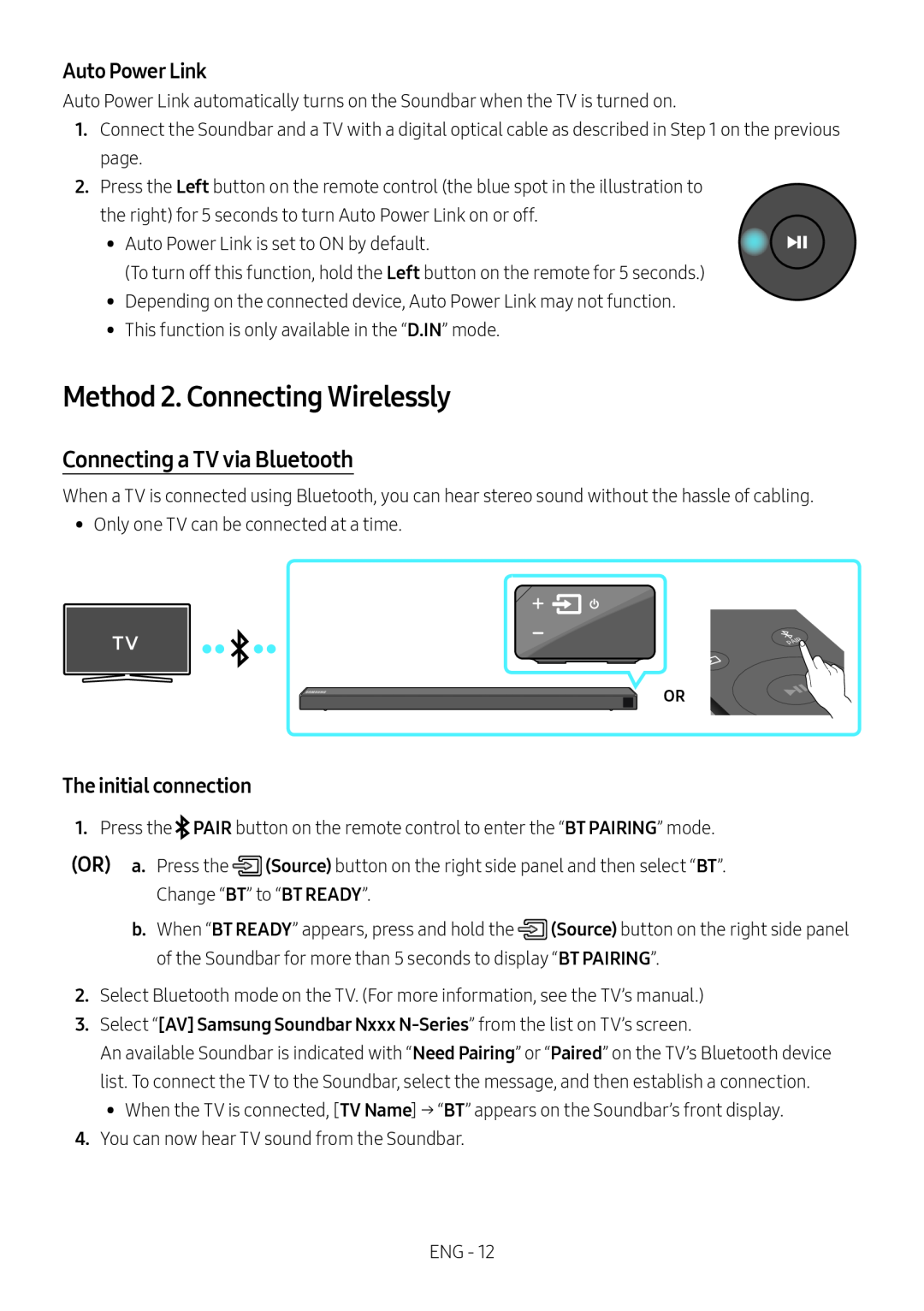 Connecting a TV via Bluetooth Standard HW-NM65C