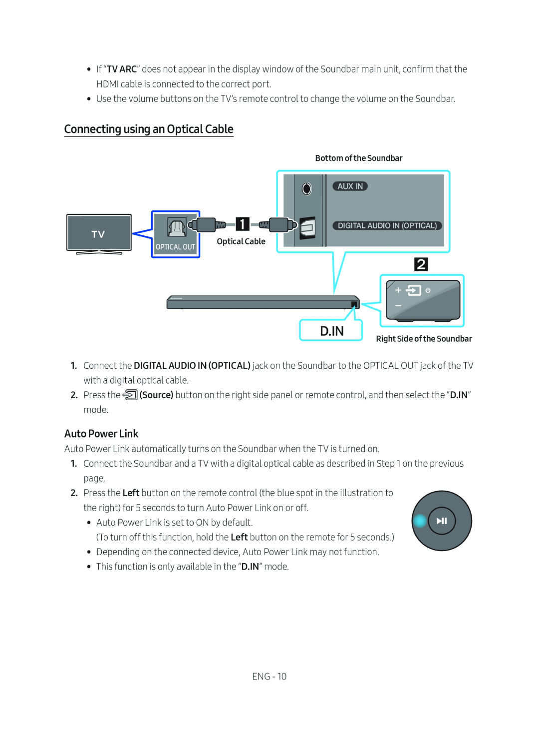 Connecting using an Optical Cable Standard HW-NM65C