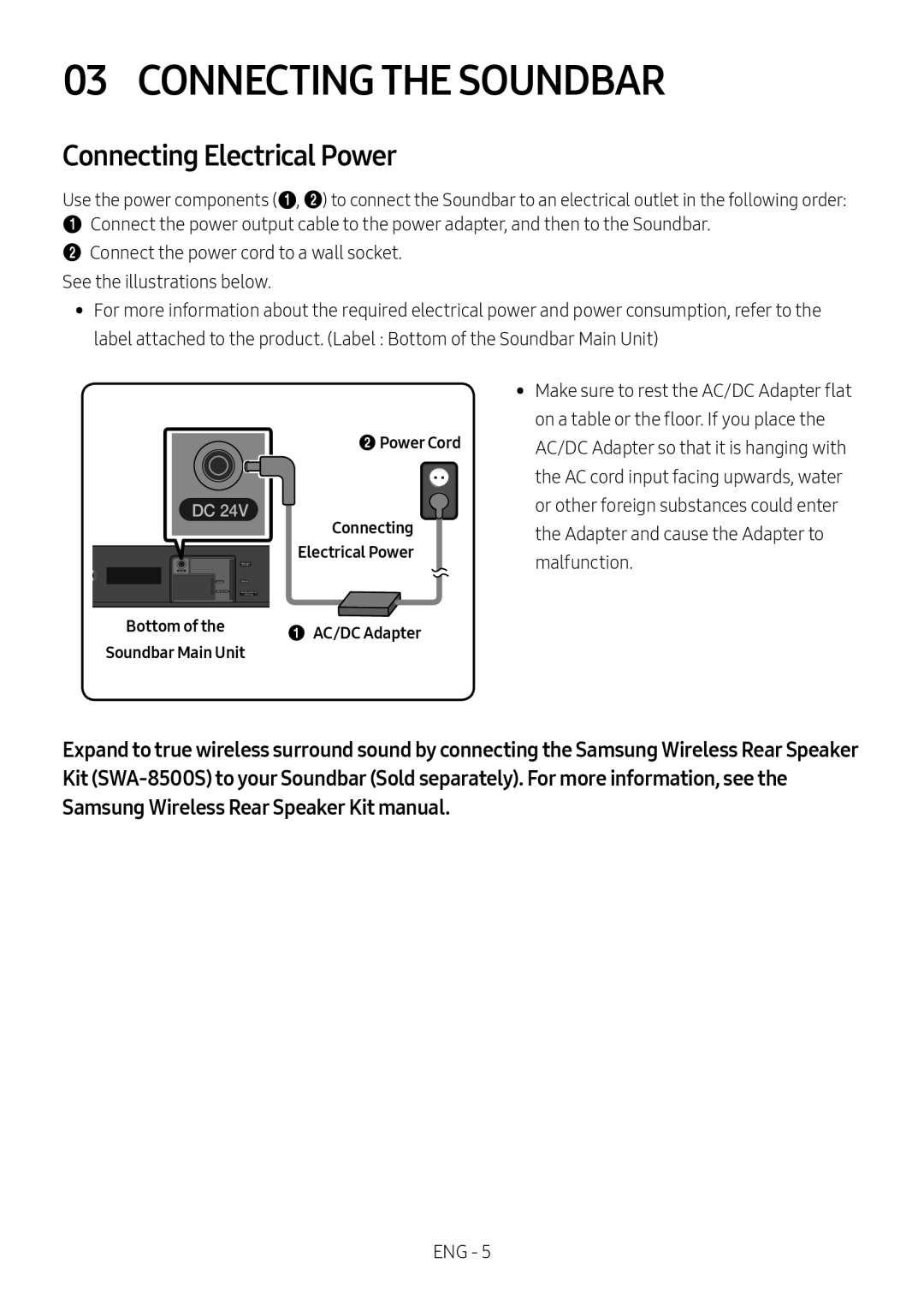 Connecting Electrical Power Standard HW-N400