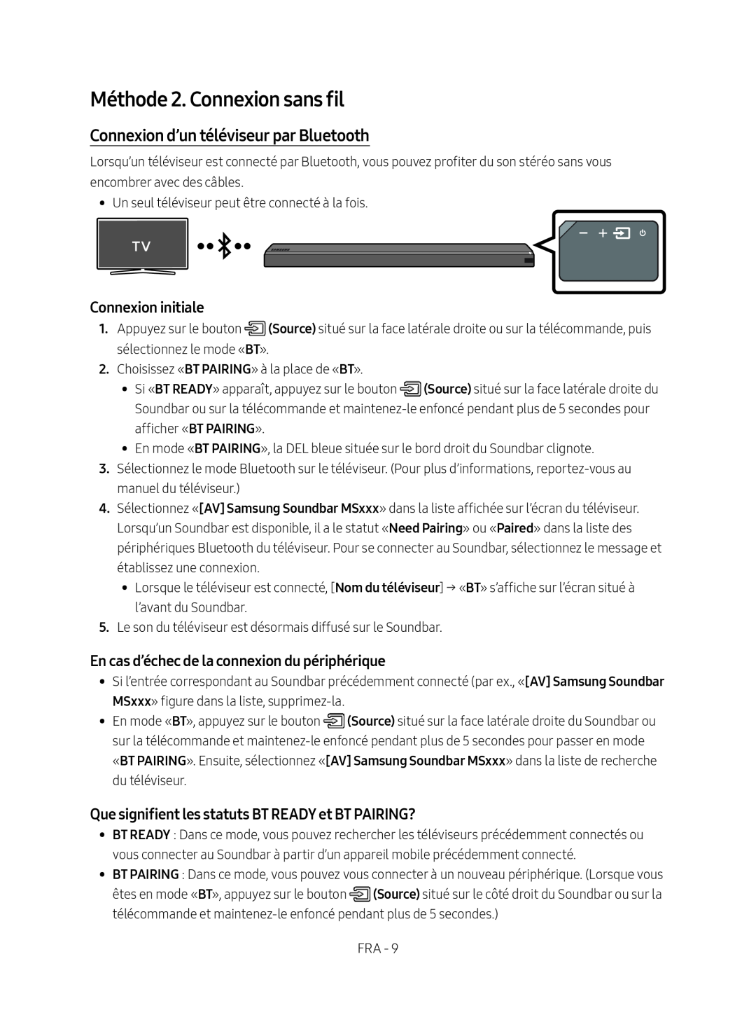 Connexion d’un téléviseur par Bluetooth Standard HW-MS750