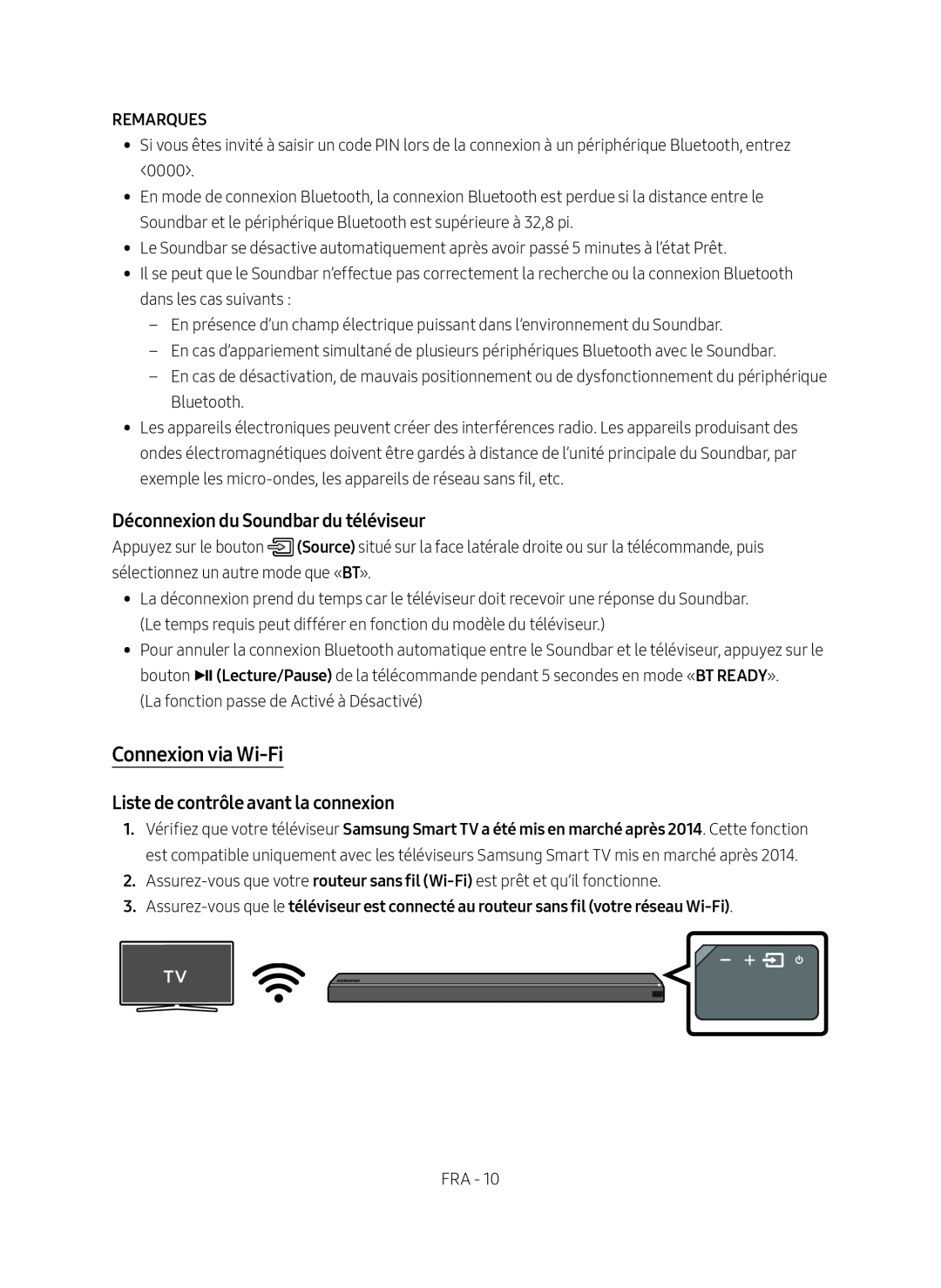 Liste de contrôle avant la connexion Standard HW-MS750