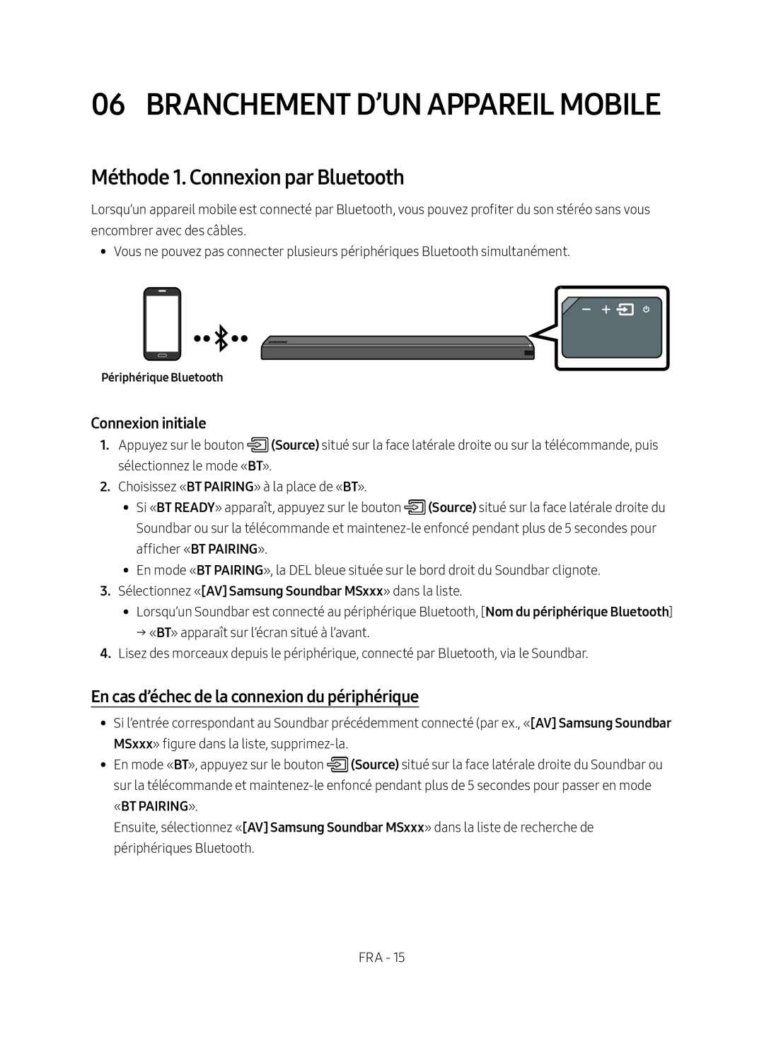 En cas d’échec de la connexion du périphérique Méthode 1. Connexion par Bluetooth