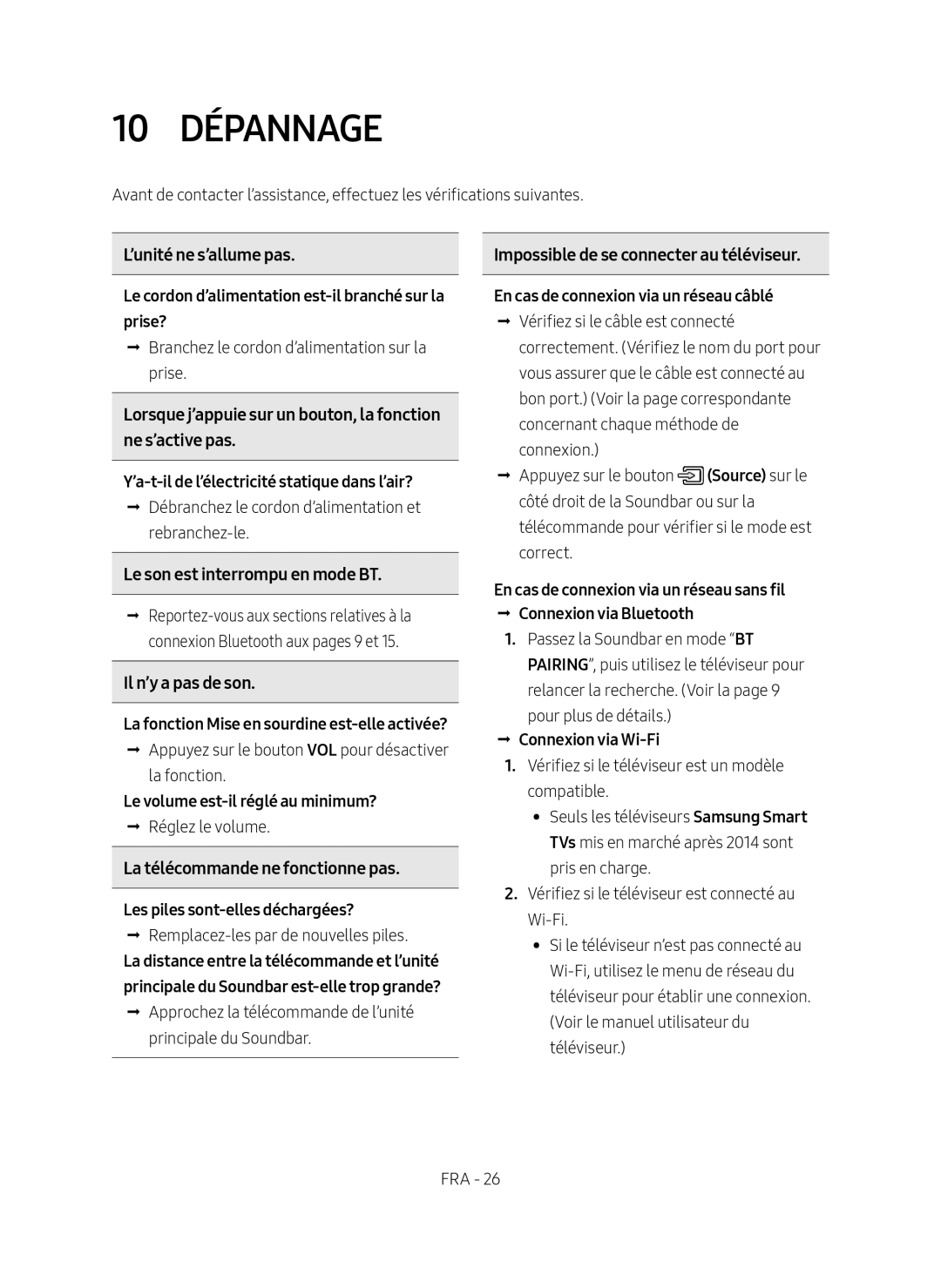 10 DÉPANNAGE Standard HW-MS750