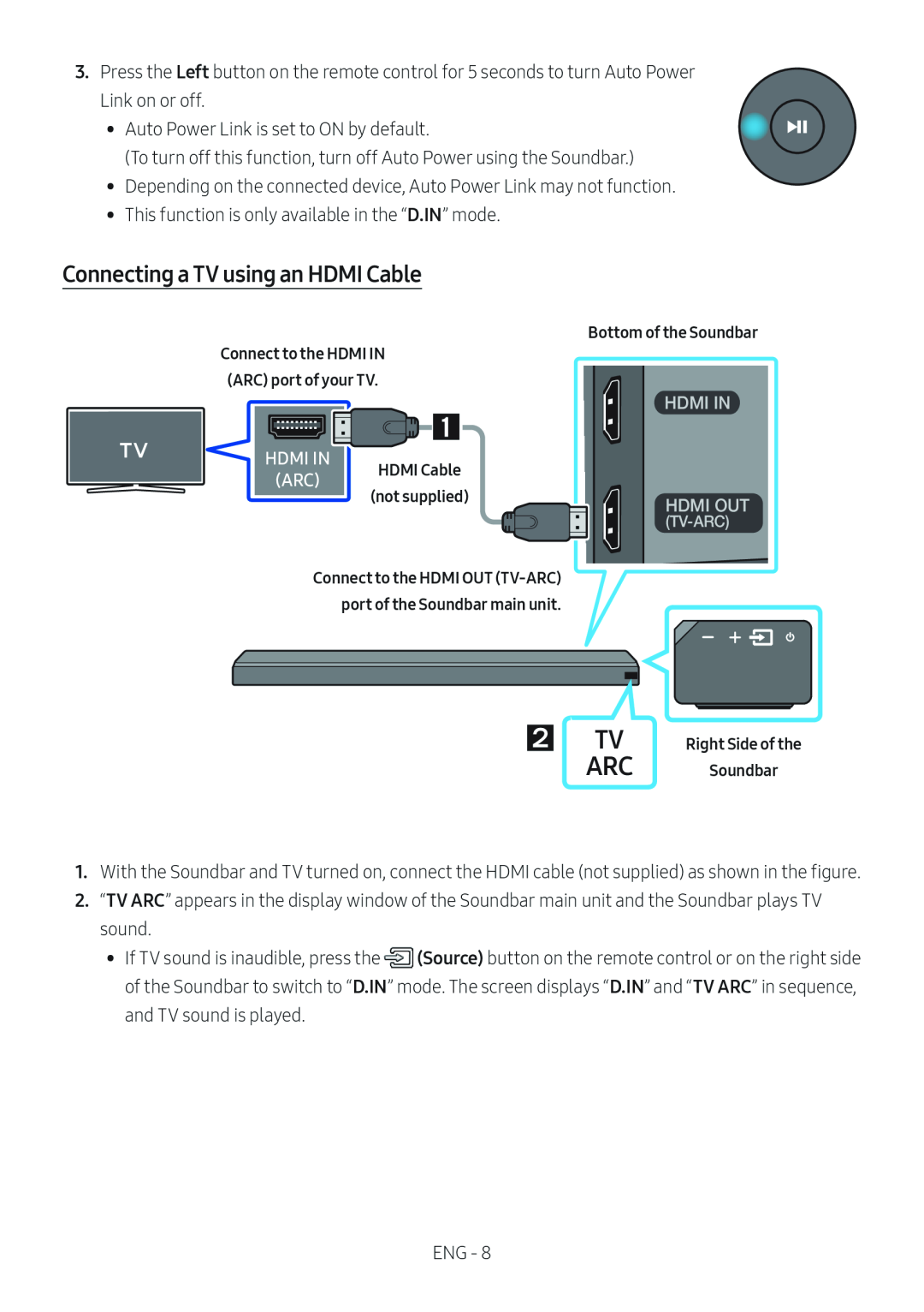 Connecting a TV using an HDMI Cable Standard HW-MS650