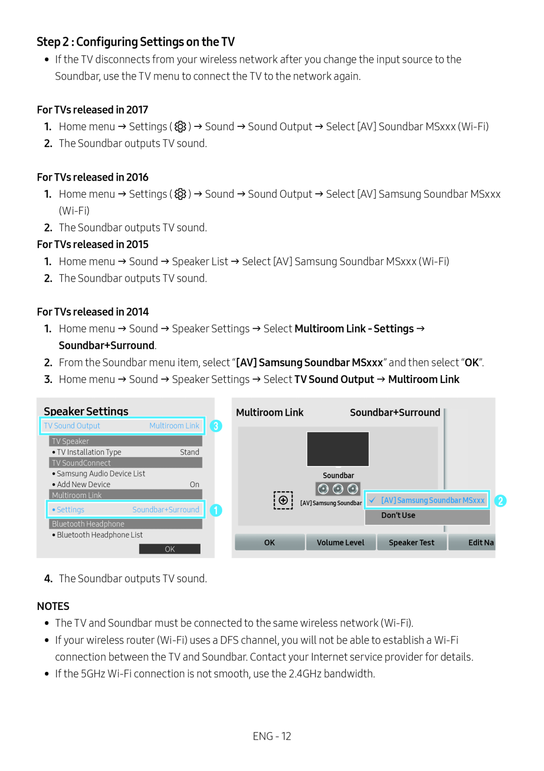 Step 2 : Configuring Settings on the TV Standard HW-MS650