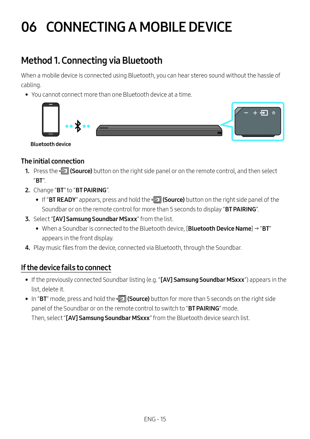 Method 1. Connecting via Bluetooth Standard HW-MS650