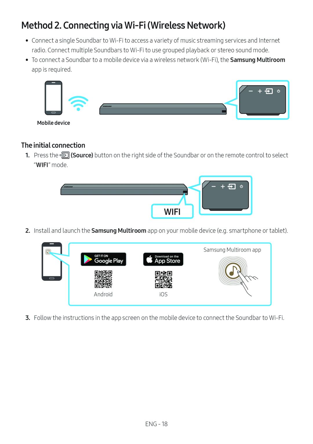 Method 2. Connecting via Wi-Fi(Wireless Network) Standard HW-MS650