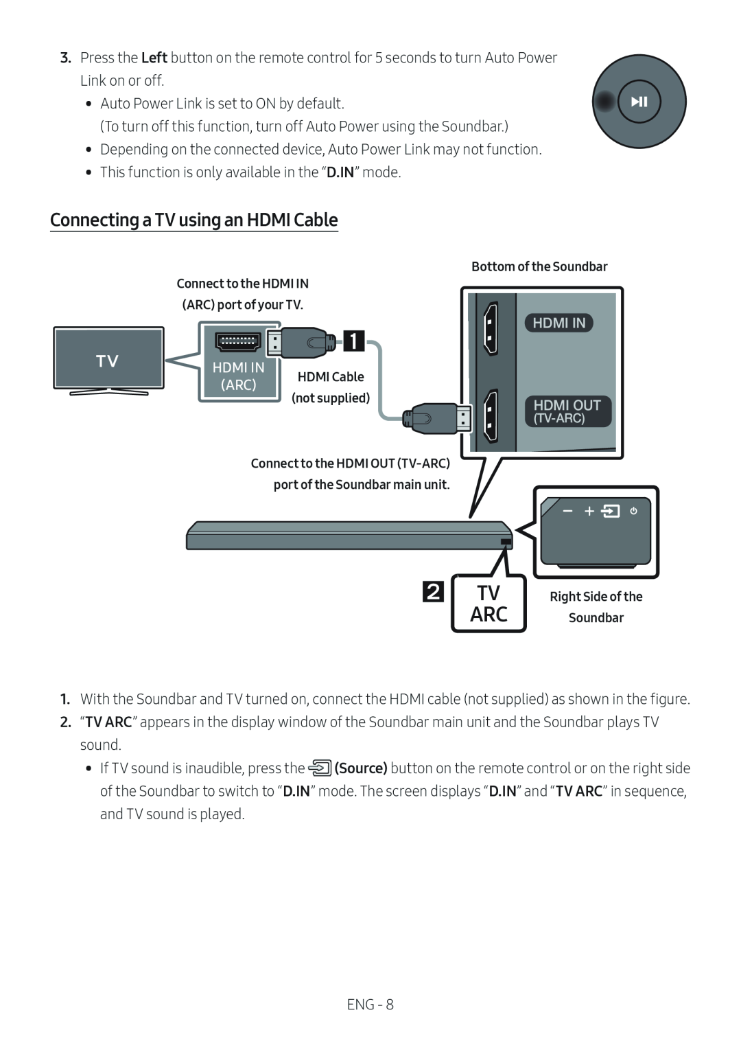 Connecting a TV using an HDMI Cable Standard HW-MS650