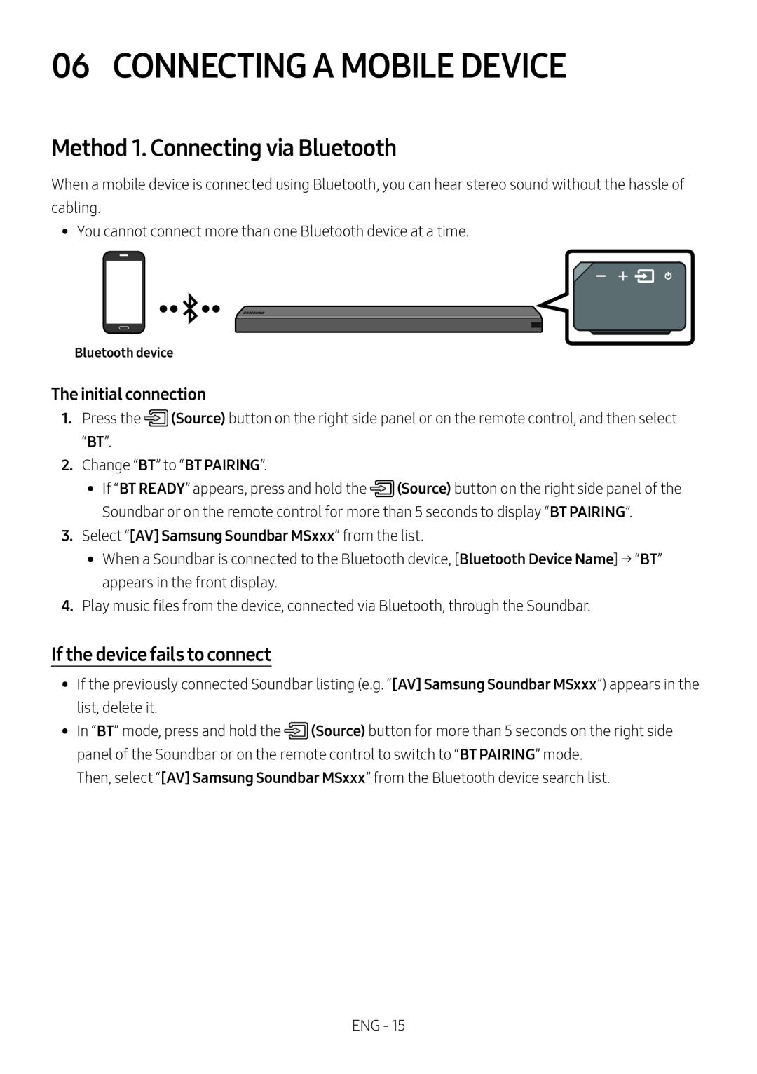 If the device fails to connect Standard HW-MS650