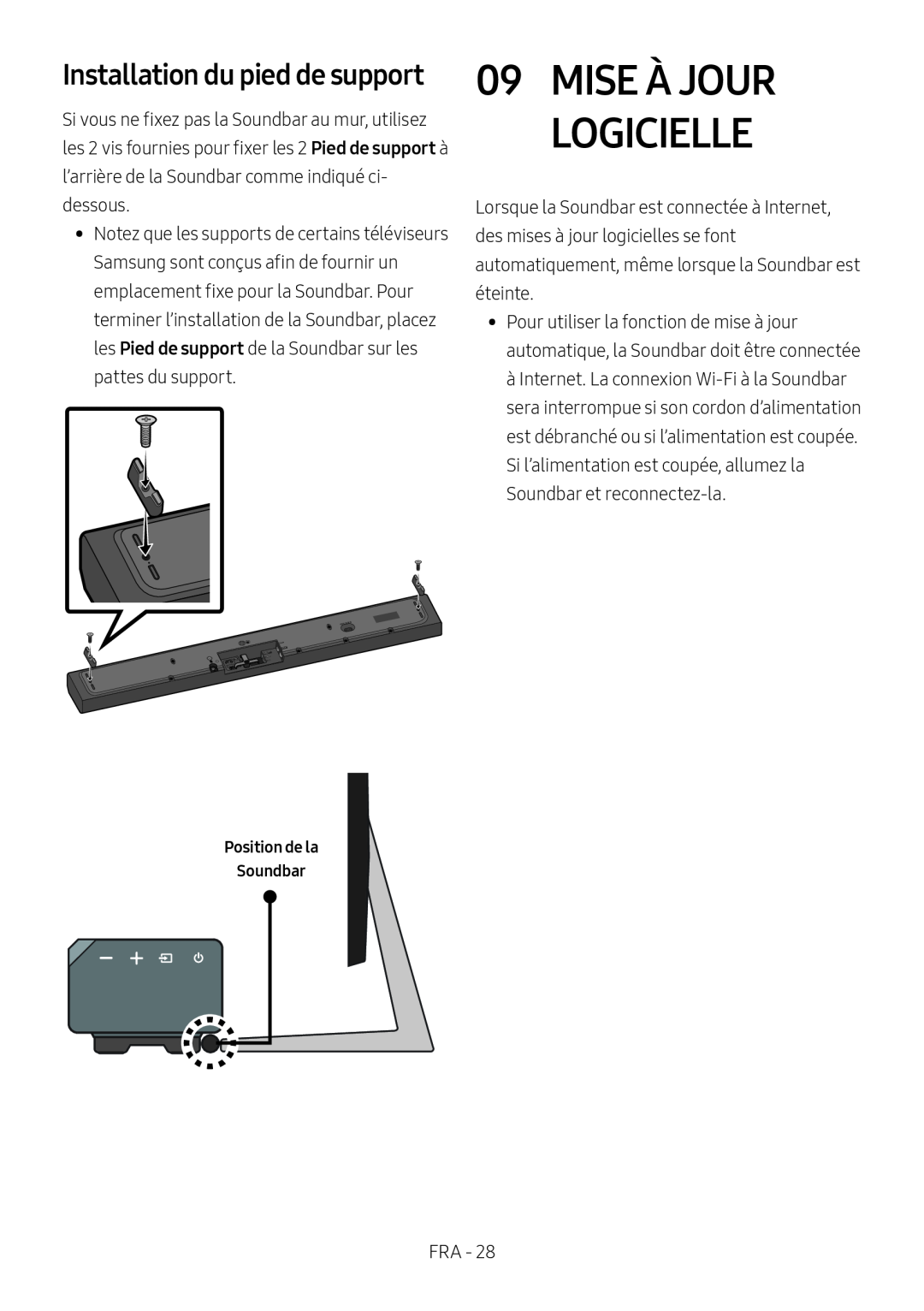 Installation du pied de support Standard HW-MS650