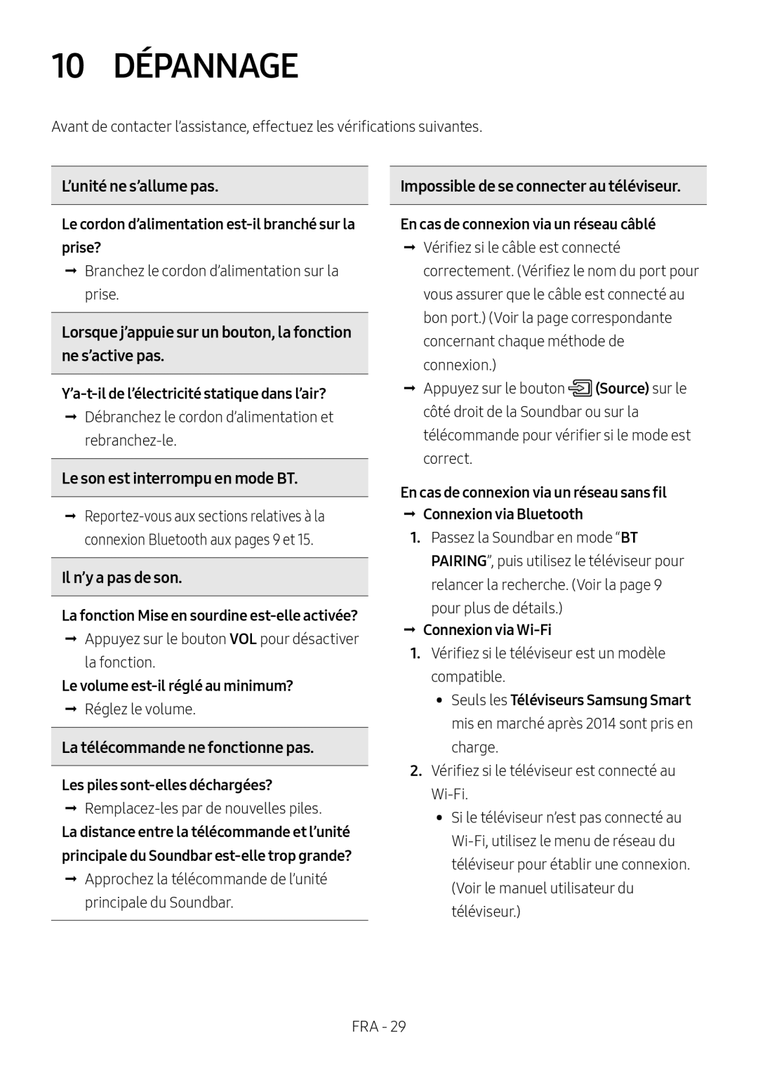 10 DÉPANNAGE Standard HW-MS650