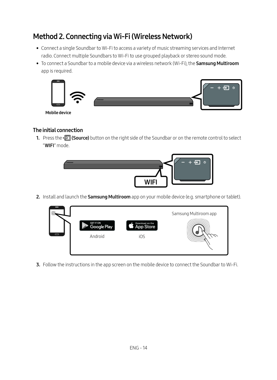 Method 2. Connecting via Wi-Fi(Wireless Network) Standard HW-MS650