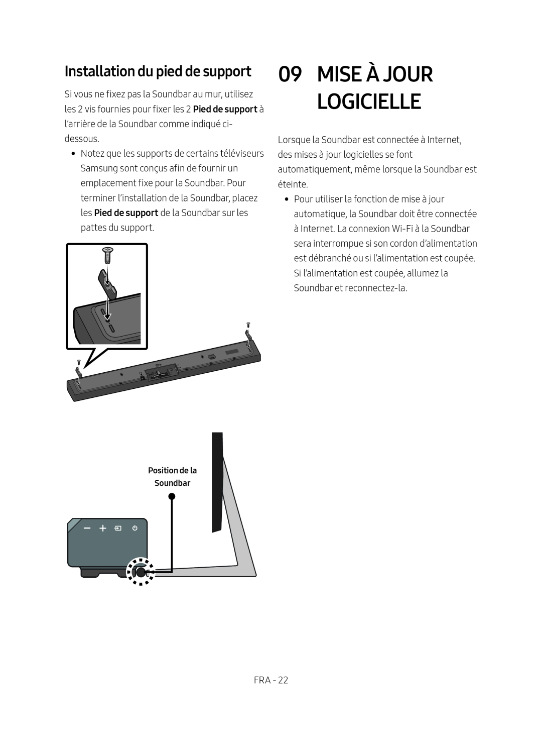 Installation du pied de support Standard HW-MS650