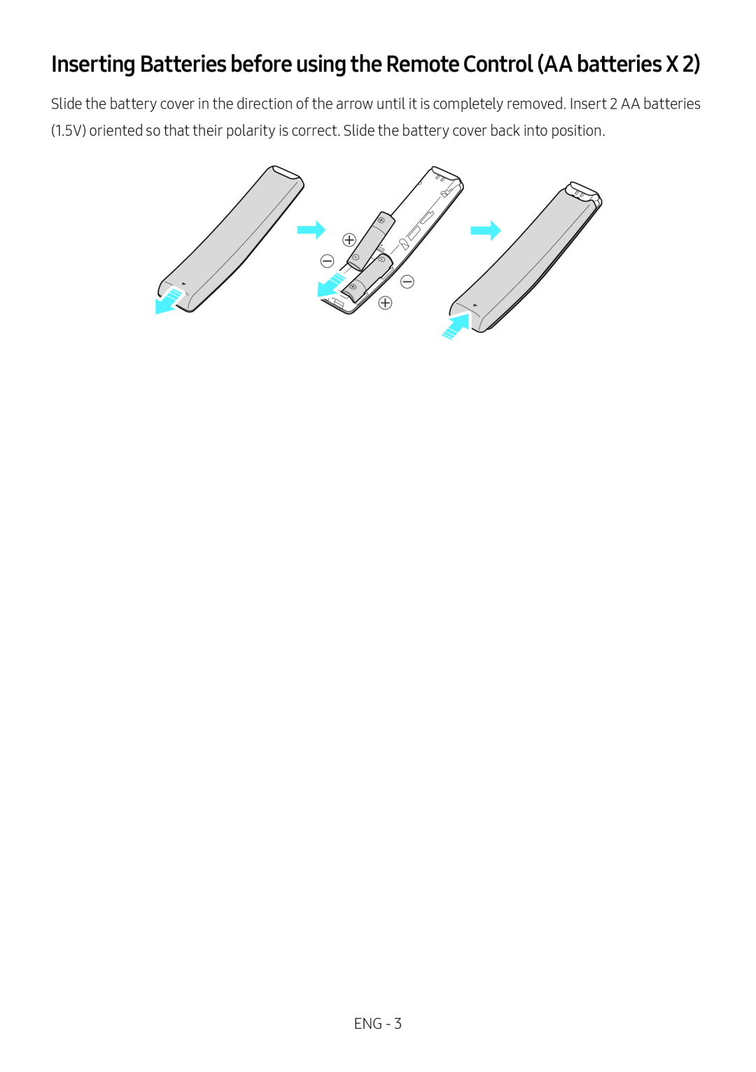 Inserting Batteries before using the Remote Control (AA batteries X 2)