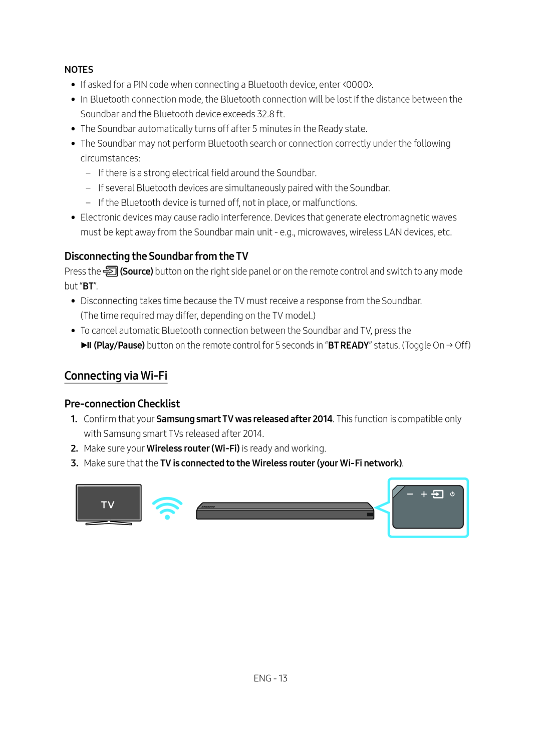 Disconnecting the Soundbar from the TV Pre-connectionChecklist