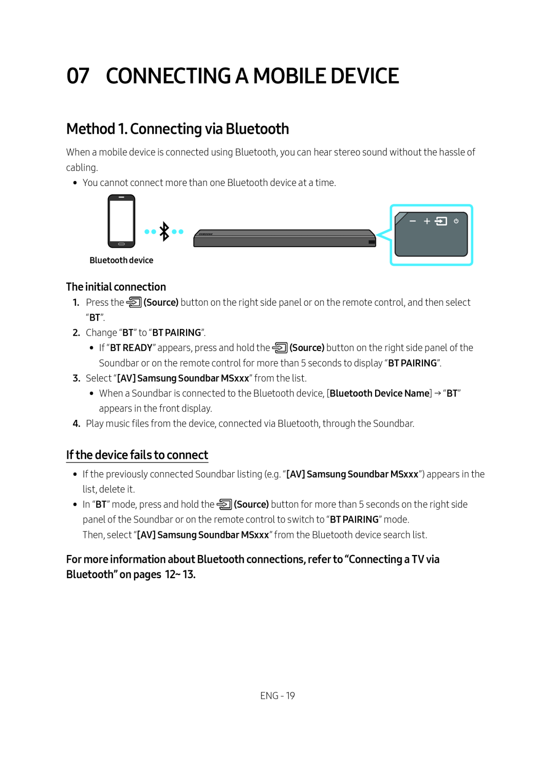 If the device fails to connect Method 1. Connecting via Bluetooth