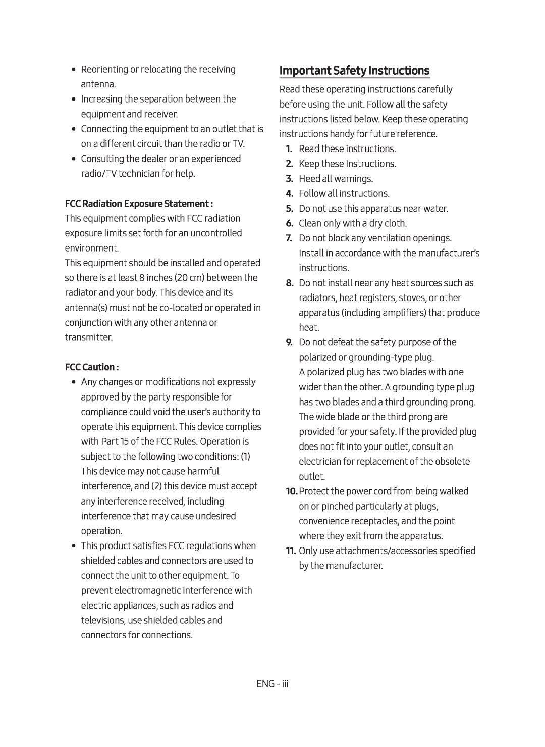 Important Safety Instructions Standard HW-MS57C