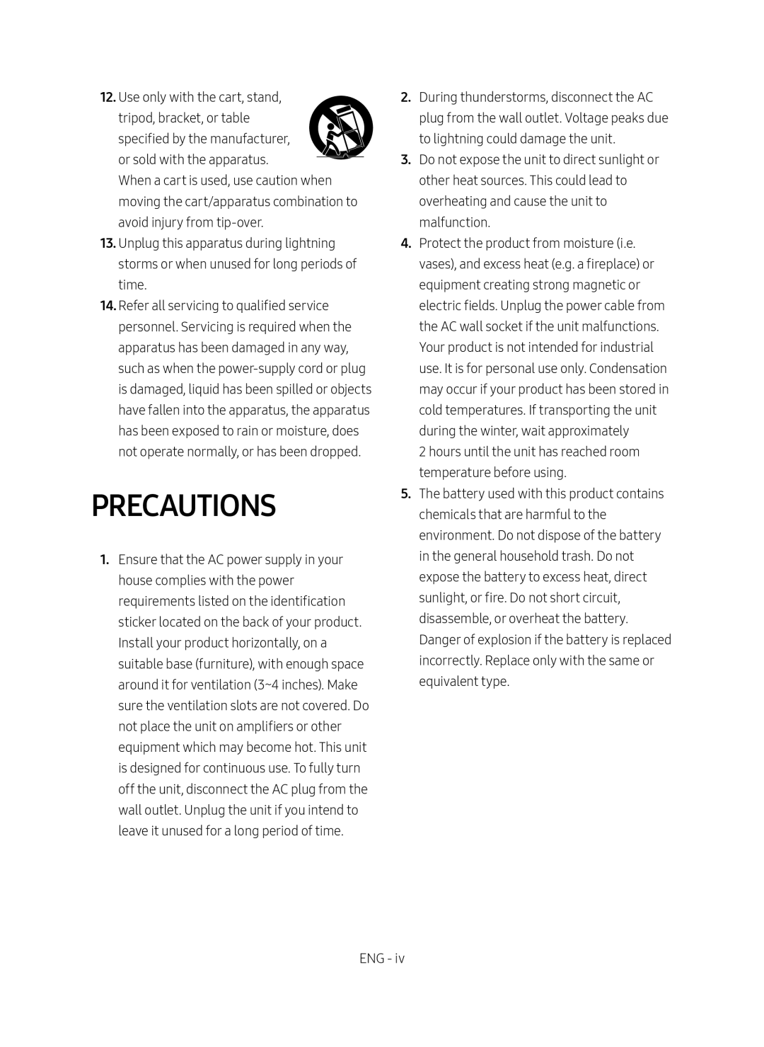 Precautions Standard HW-MS57C