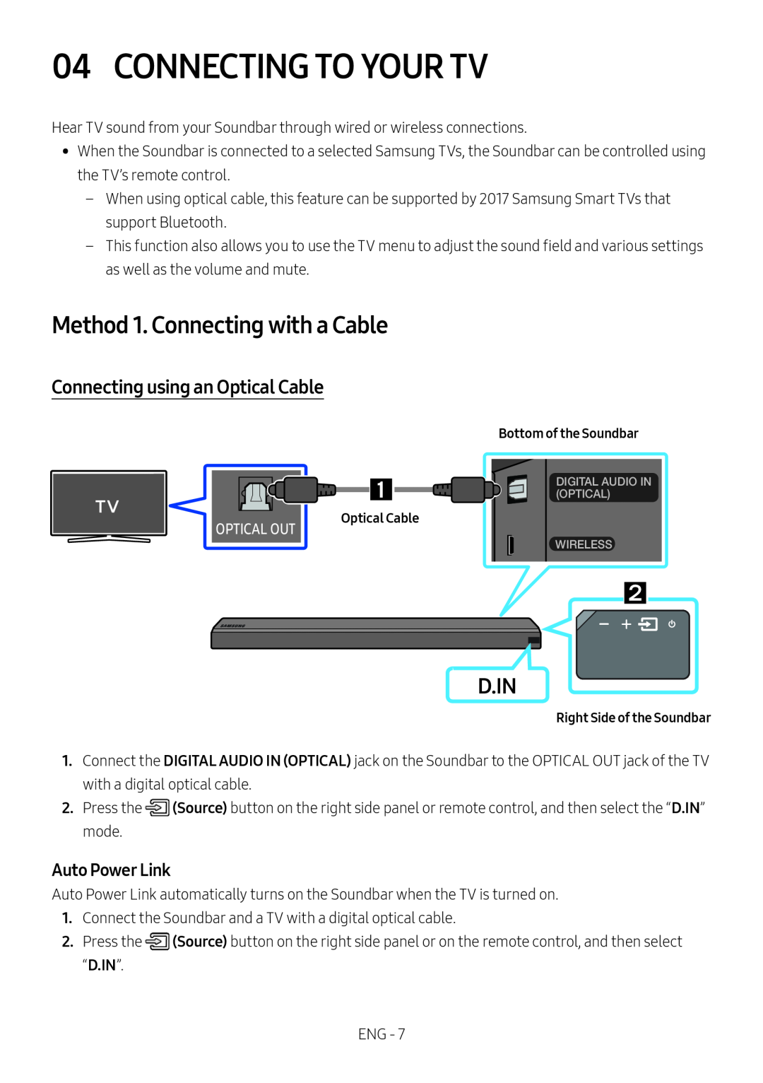 Auto Power Link Connecting using an Optical Cable